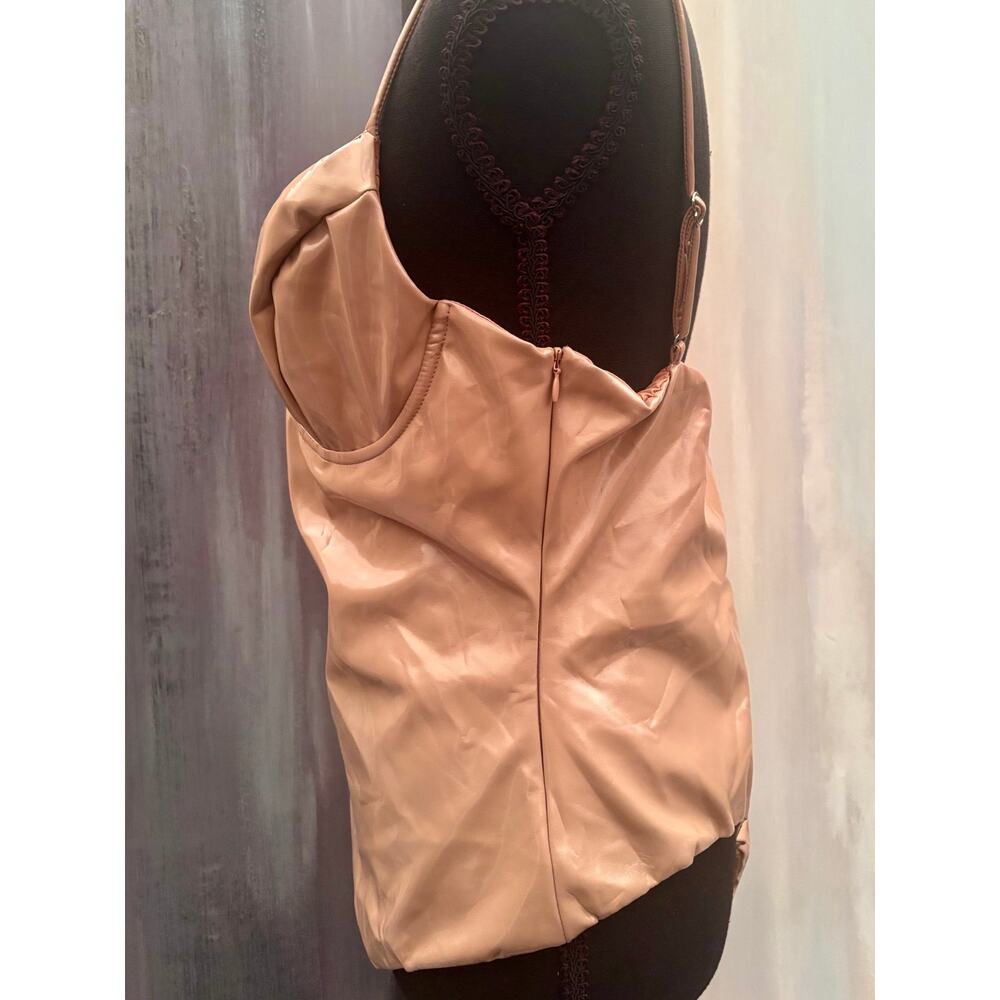 Naked Wardrobe Nude Faux Leather Underwire Bodysuit XL Vegan Leather Stretch - Picture 3 of 8